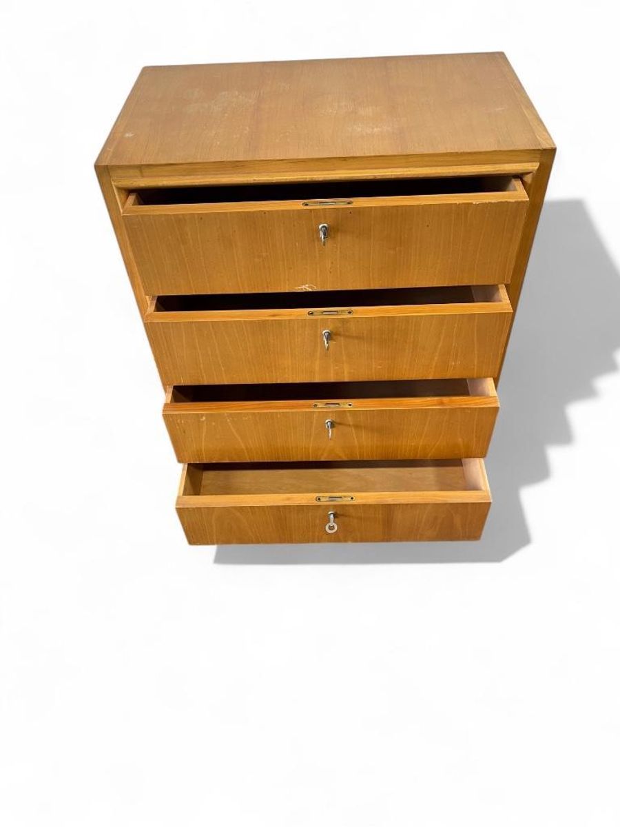 Vintage Houten Ladekast Kast – 4 Lades Met Metalen Grepen image 3