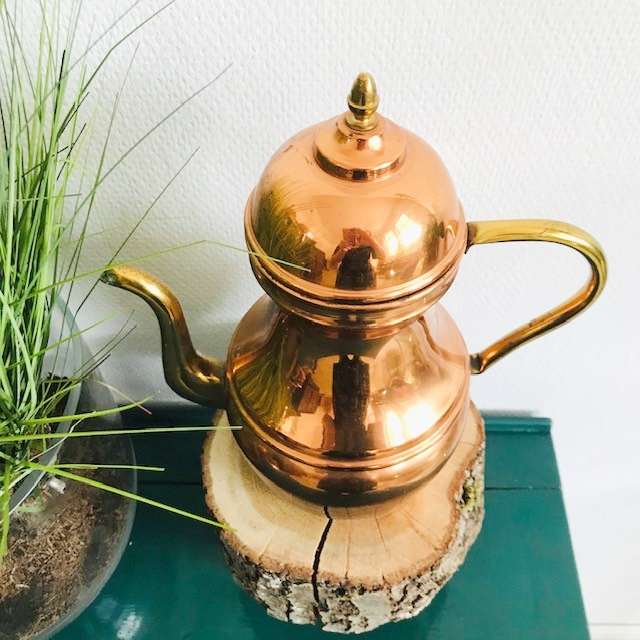 Vintage Theepot Koper En Messing image 5