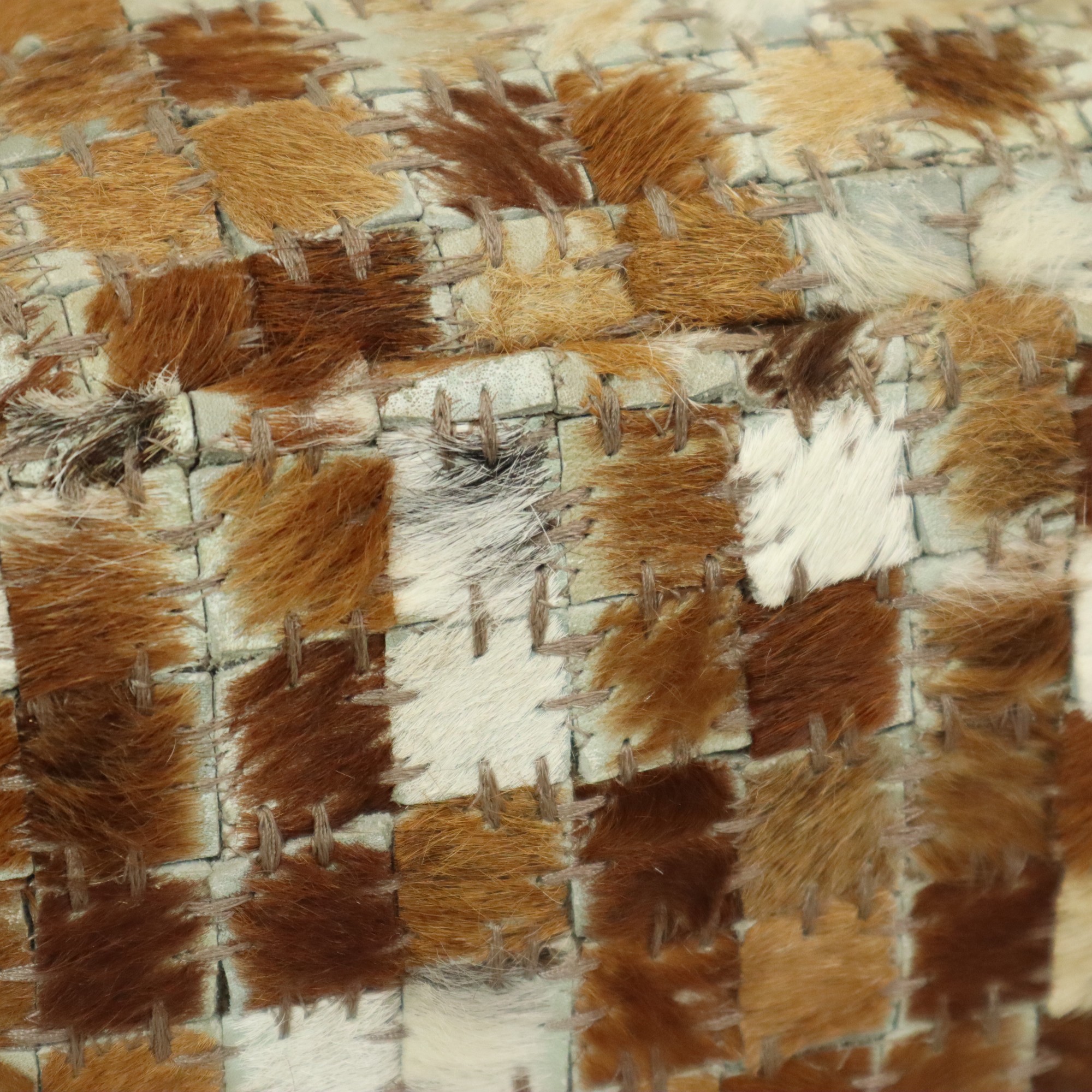Vintage Vierkante Poef Geitenleer Patchwork Mozaïek Patroon image 9
