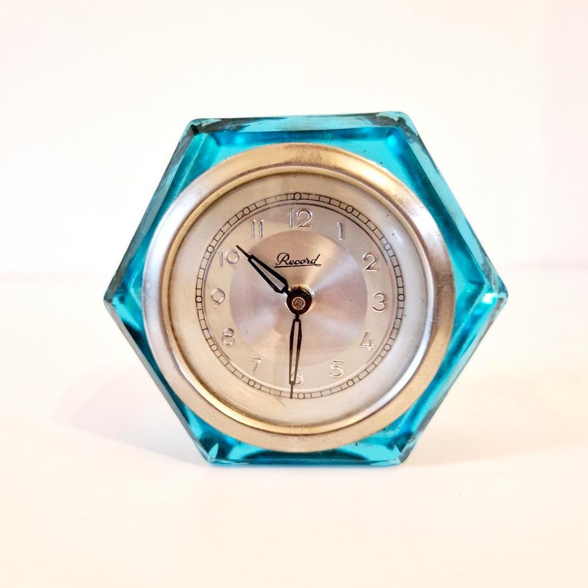 Antiek Glazen Klokje Record Tafel Klok image 2