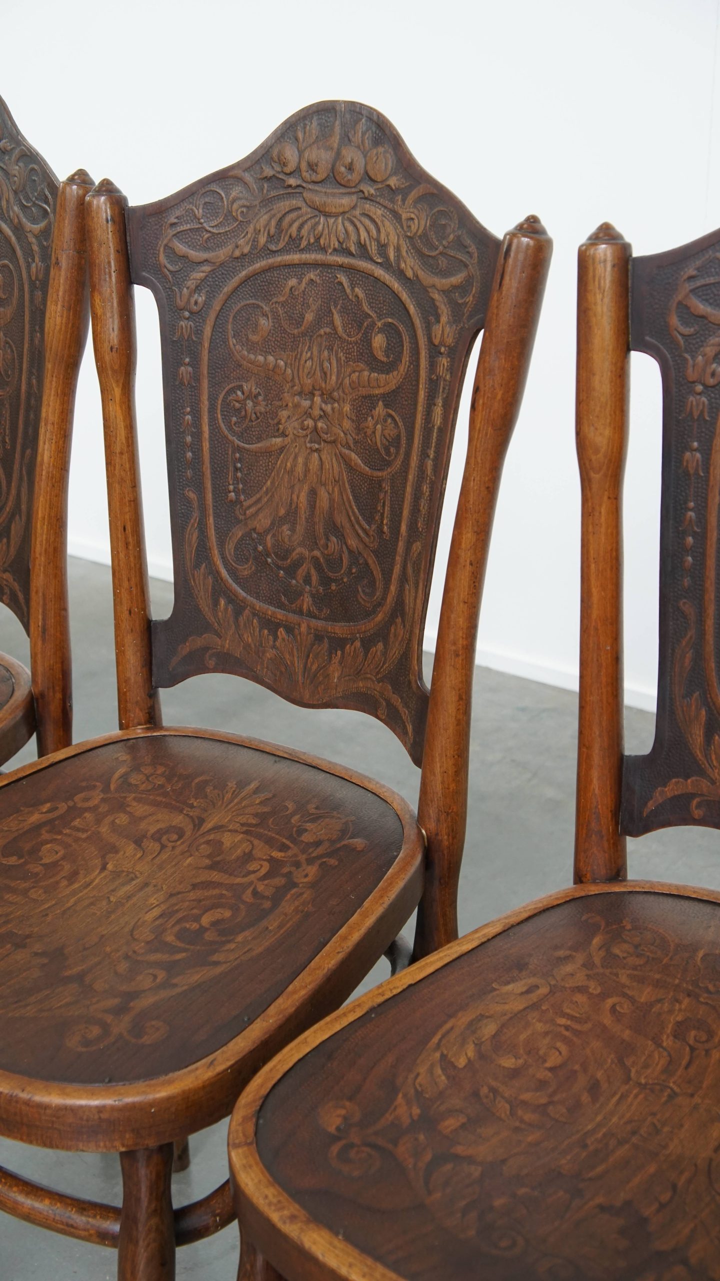 Set Van 4 Originele Antieke Jacob En Josef Kohn Bentwood Design Thonet Stoelen Uit Begin 20e Eeuw image 19