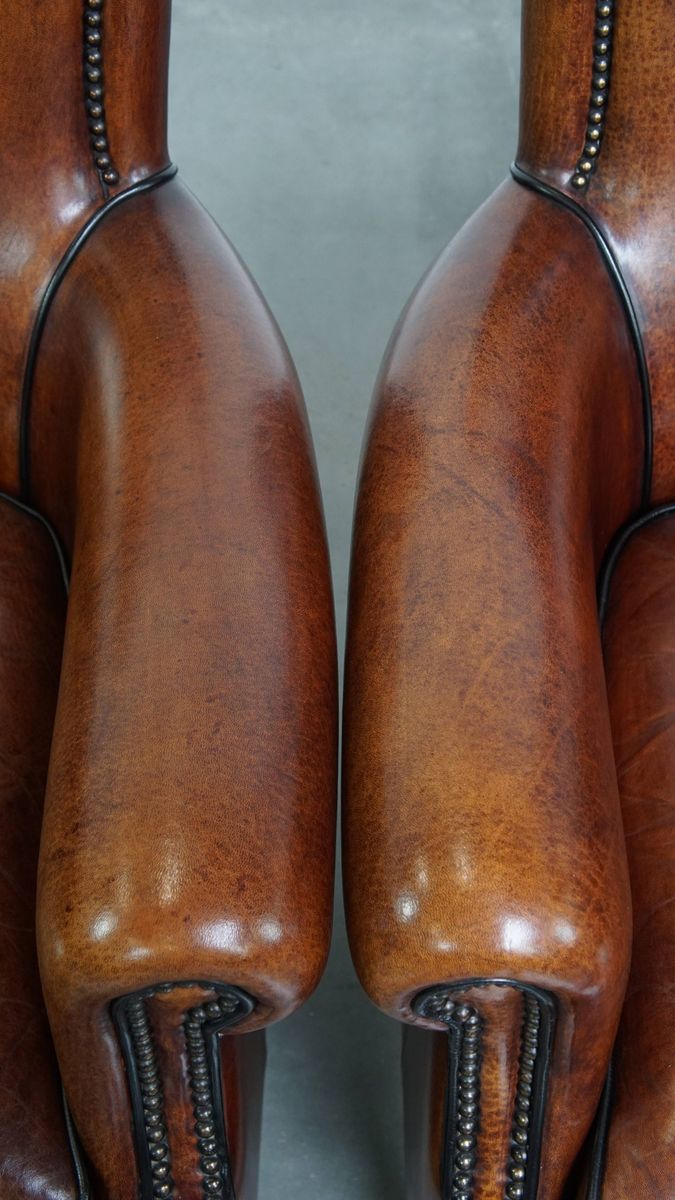Set Van 2 Zeer Mooie Sierlijke Schapenleren Armchairs Met Een Luxe Afwerking image 8