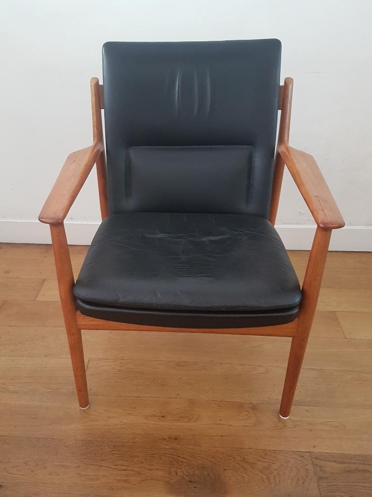 Vintage Arne Vodder 341 Fauteuil In Teak En Leer image 13