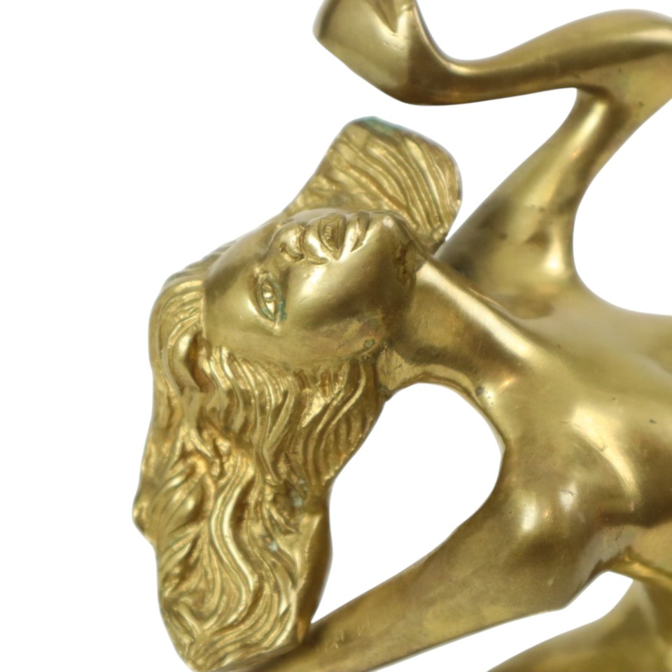 Art Deco Stijl Beeld Elegante Naakte Vrouw Massief Messing image 6