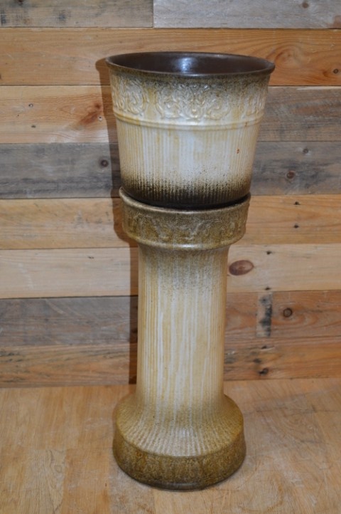 Vintage Keramische Zuil Met Pot – West-duits Aardewerk Van Wegmann image 7