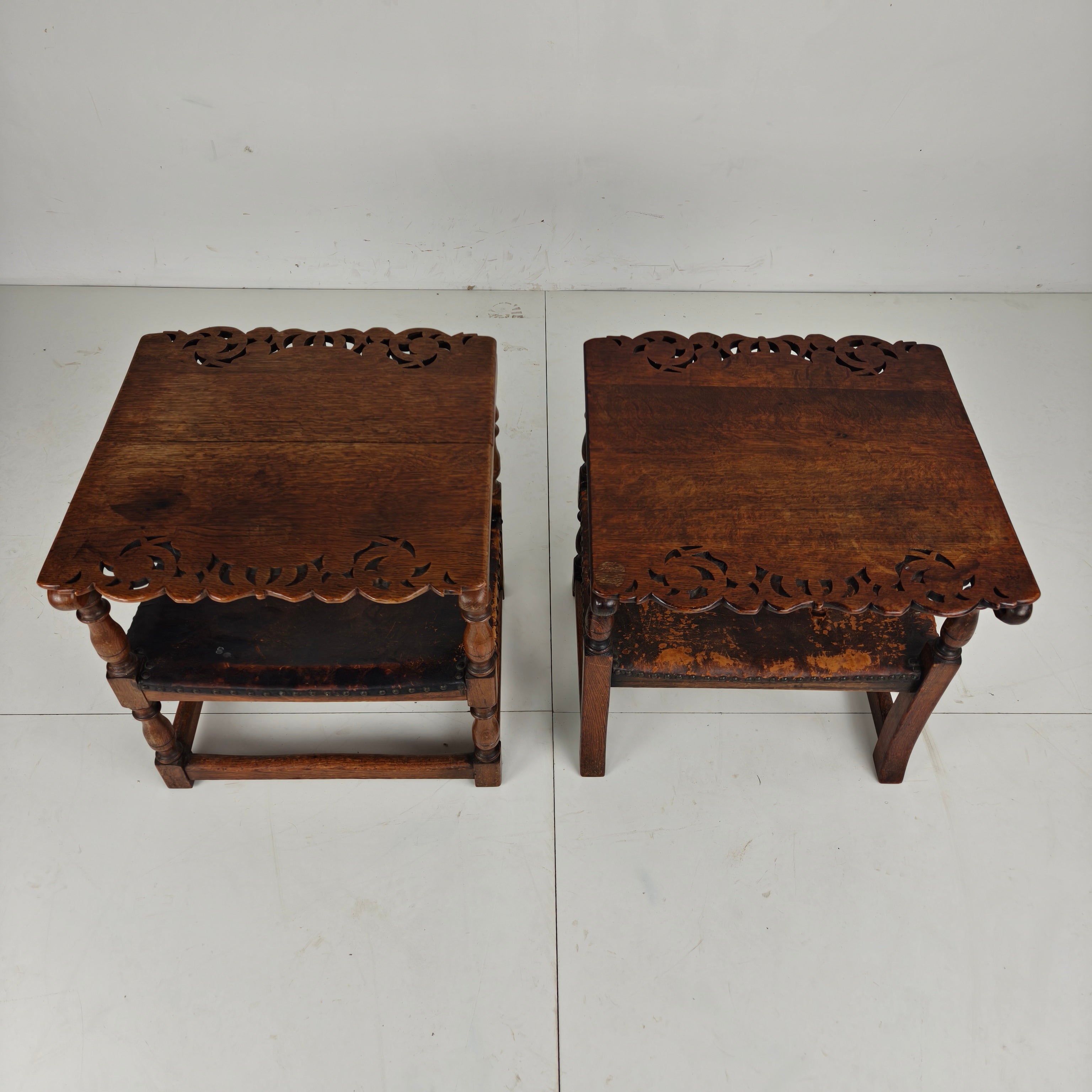 Pair Of English Antique Jacobean Monk Armchairs / Tables By F. Parker & Sons Ltd image 8