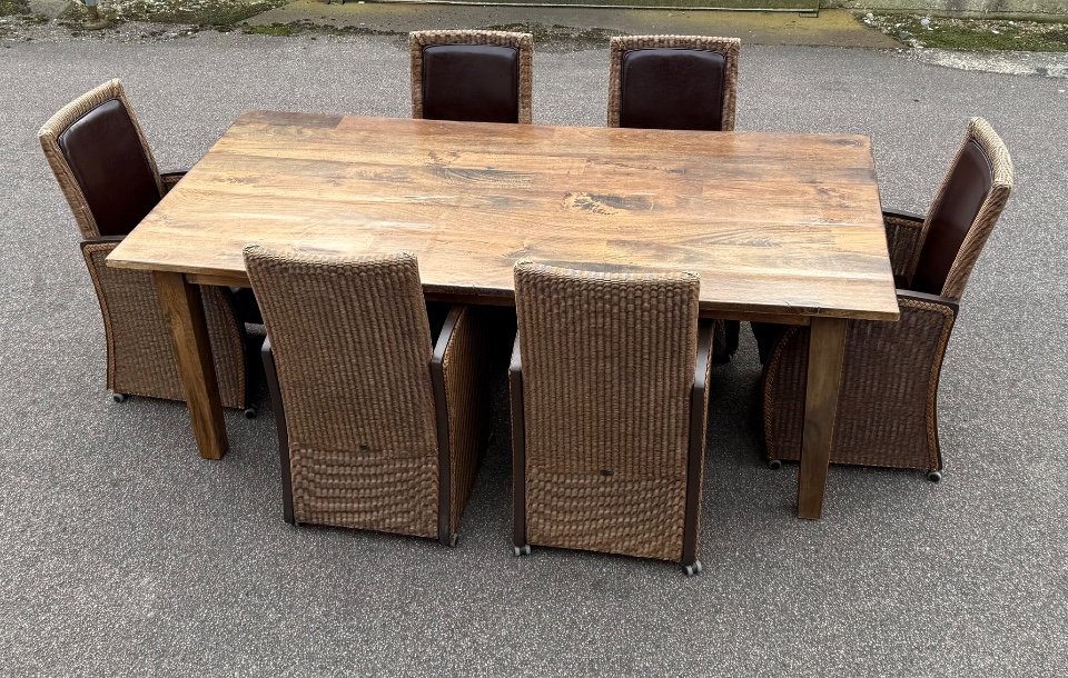 Eetkamerset Eettafelset 6 Stoelen En Eettafel Eikenhout En Riet Rotan Lloyd Loom image 12
