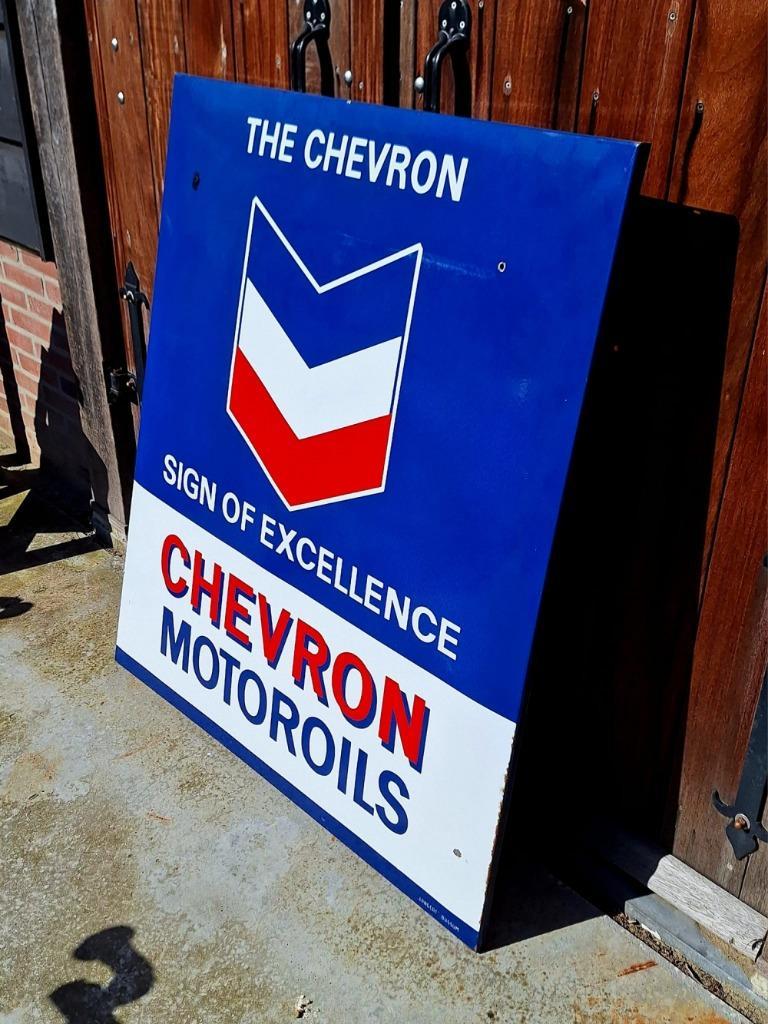 Xl Emaille Reclamebord Chevron Motoroil, Langcat Bussum️⛽️ image 5