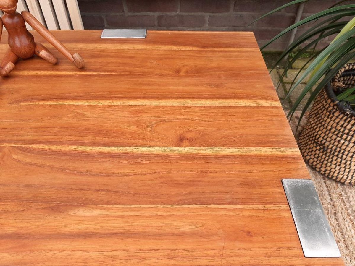 Teakhouten Bijzettafel 60 X 60 Plantentafel Salontafel image 9