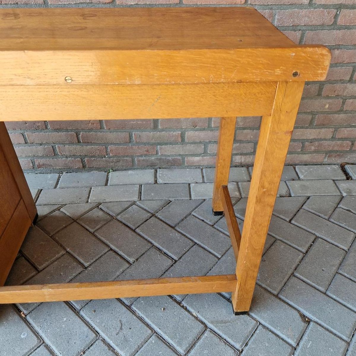 Antiek Artdeco Bureau Beuken Bureau Vintage image 2