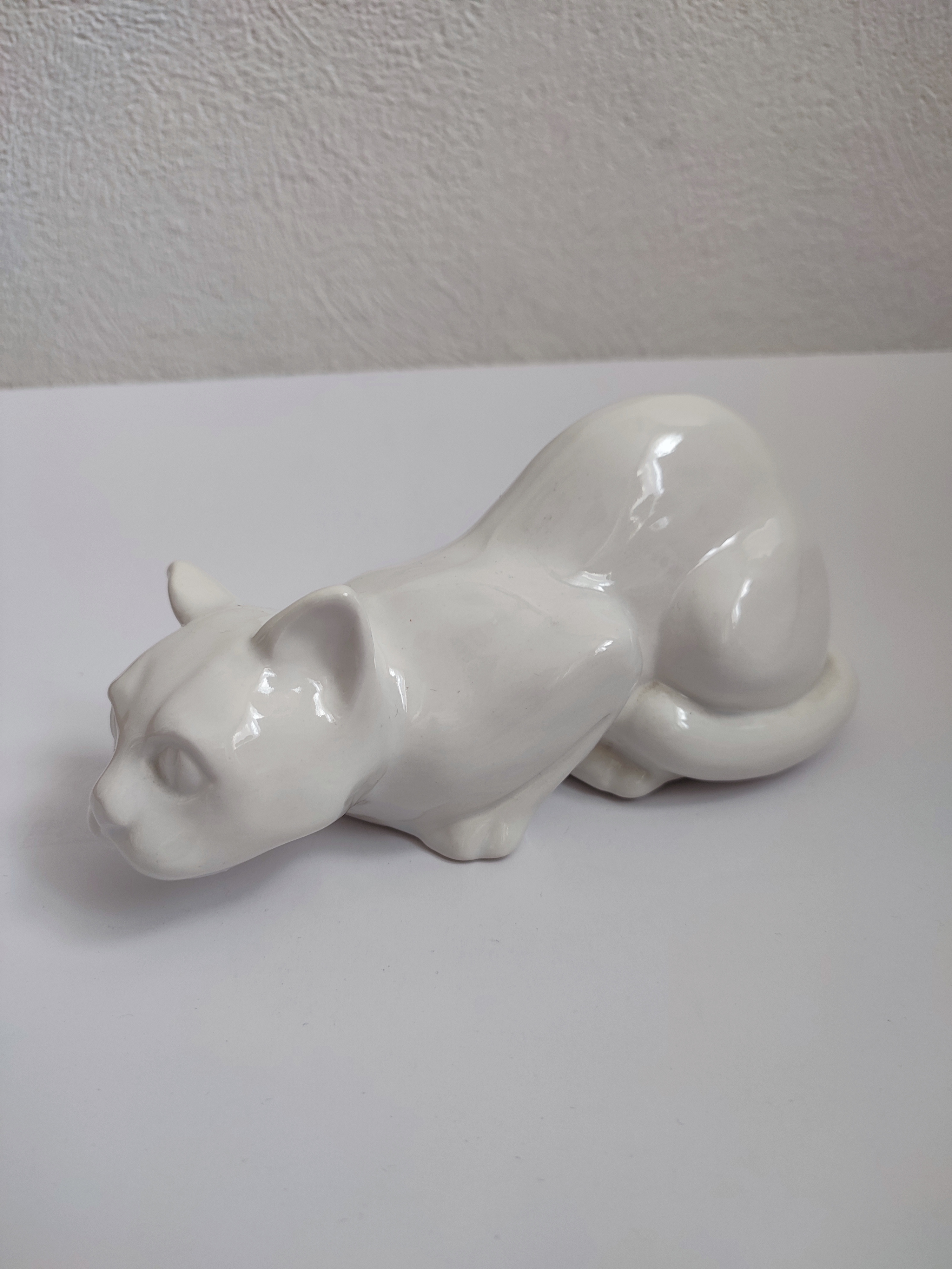 Vintage Keramiek Kat Poes Wit Beeldje Decoratie image 4