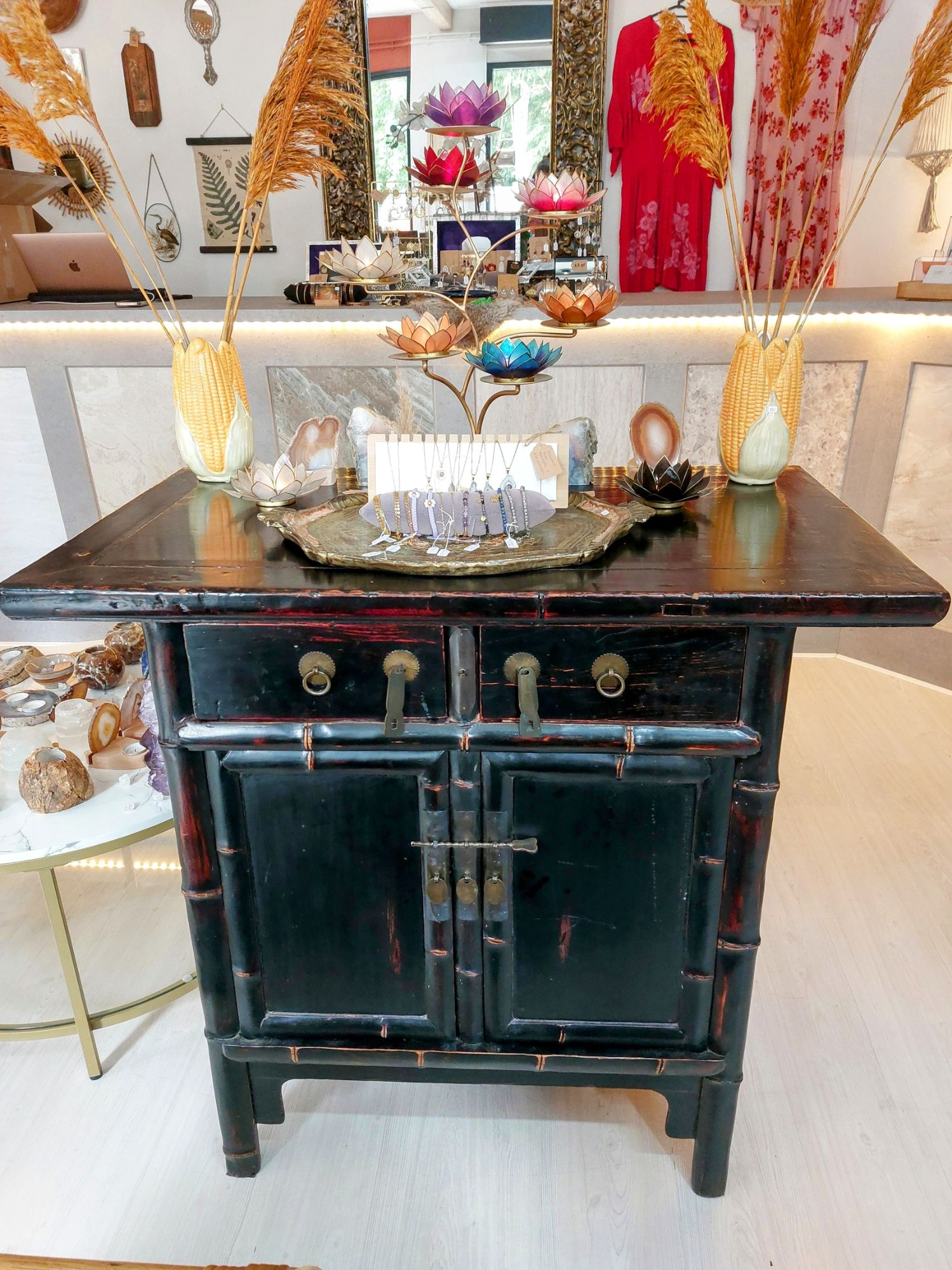 Chinese Bamboe Kast Zwart image 3