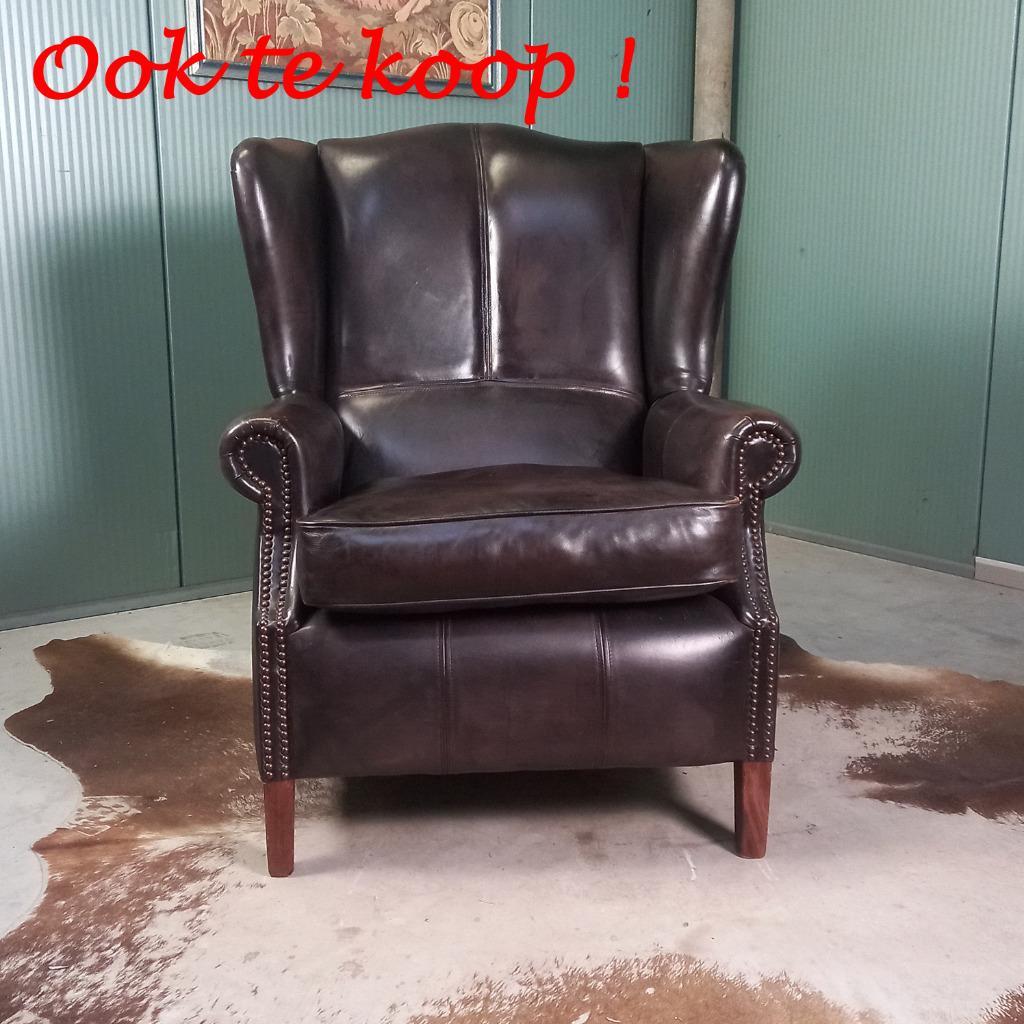 Grote Schapenleren Vintage Engelse Oorfauteuil image 12