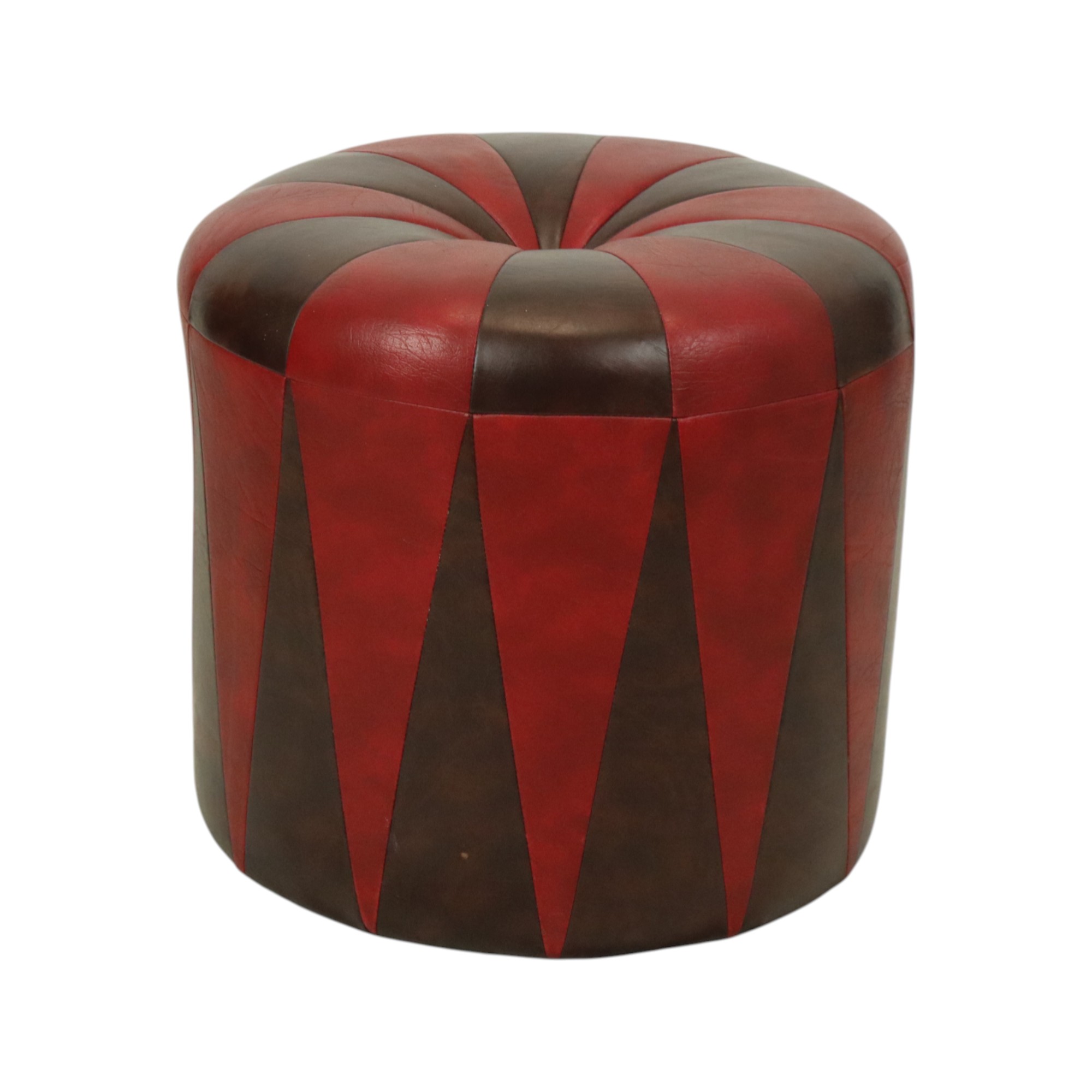 Ronde Vintage Poef Bruin Rood Tweekleurig Skai Sixties image 7