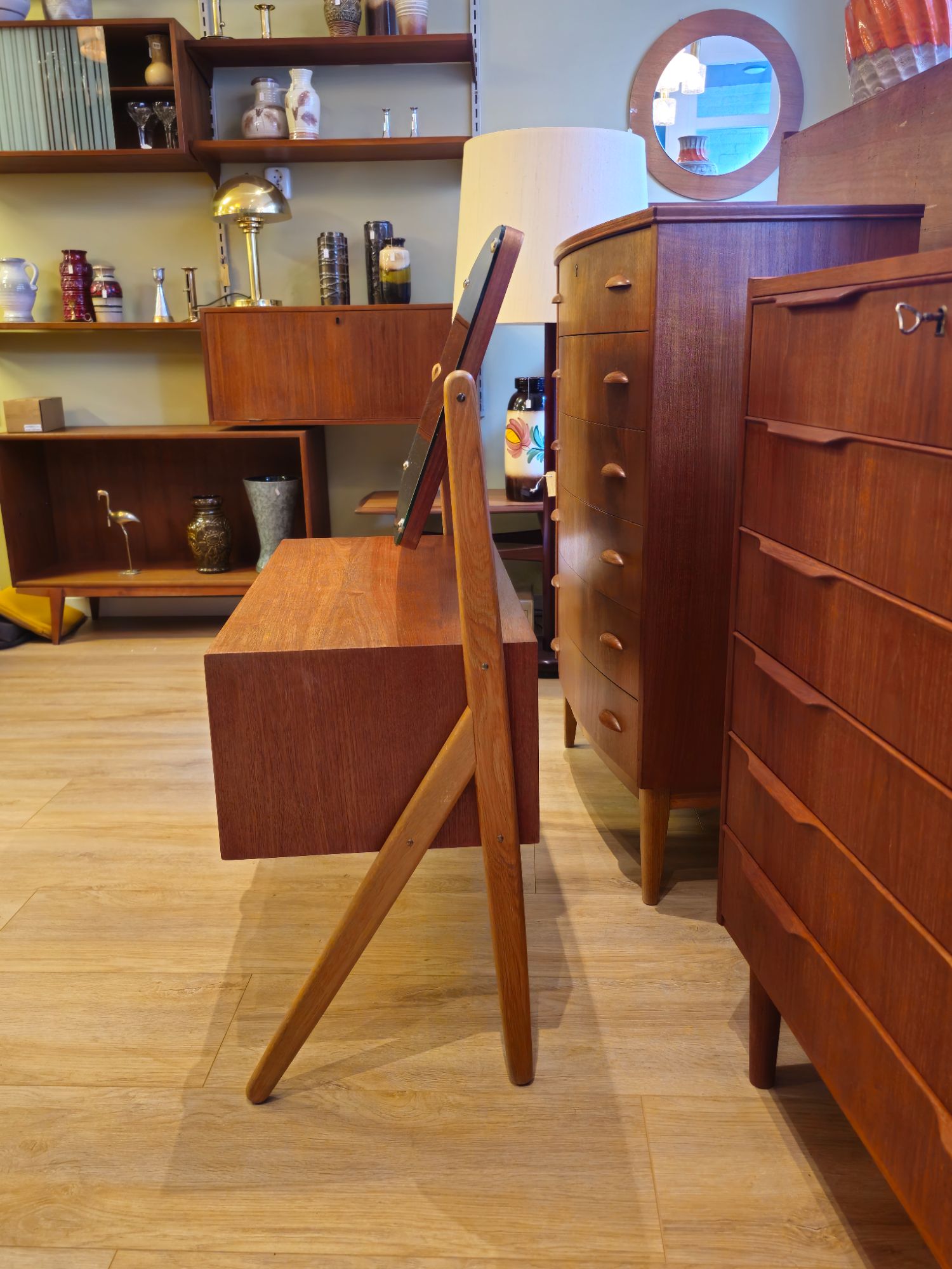 Vintage Deense Make-up Kaptafel Spiegel Make Up Opmaak Tafel image 13
