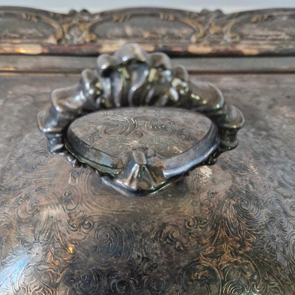 Antieke Serveerschaal Zilverkleurige Schaal Bord image 4