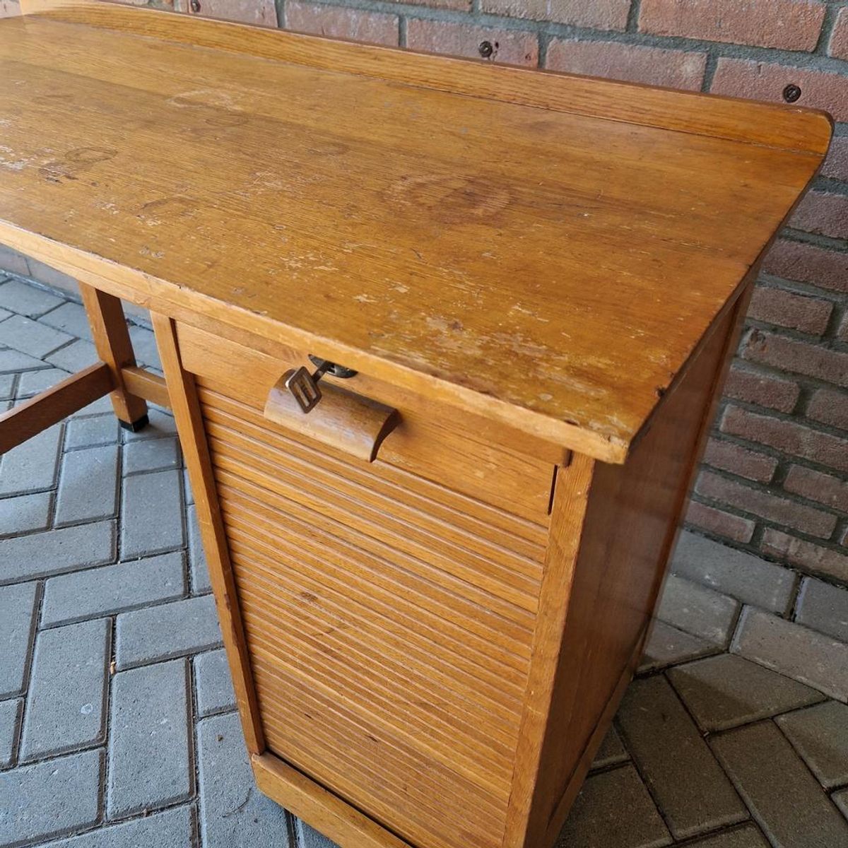 Antiek Artdeco Bureau Beuken Bureau Vintage image 8