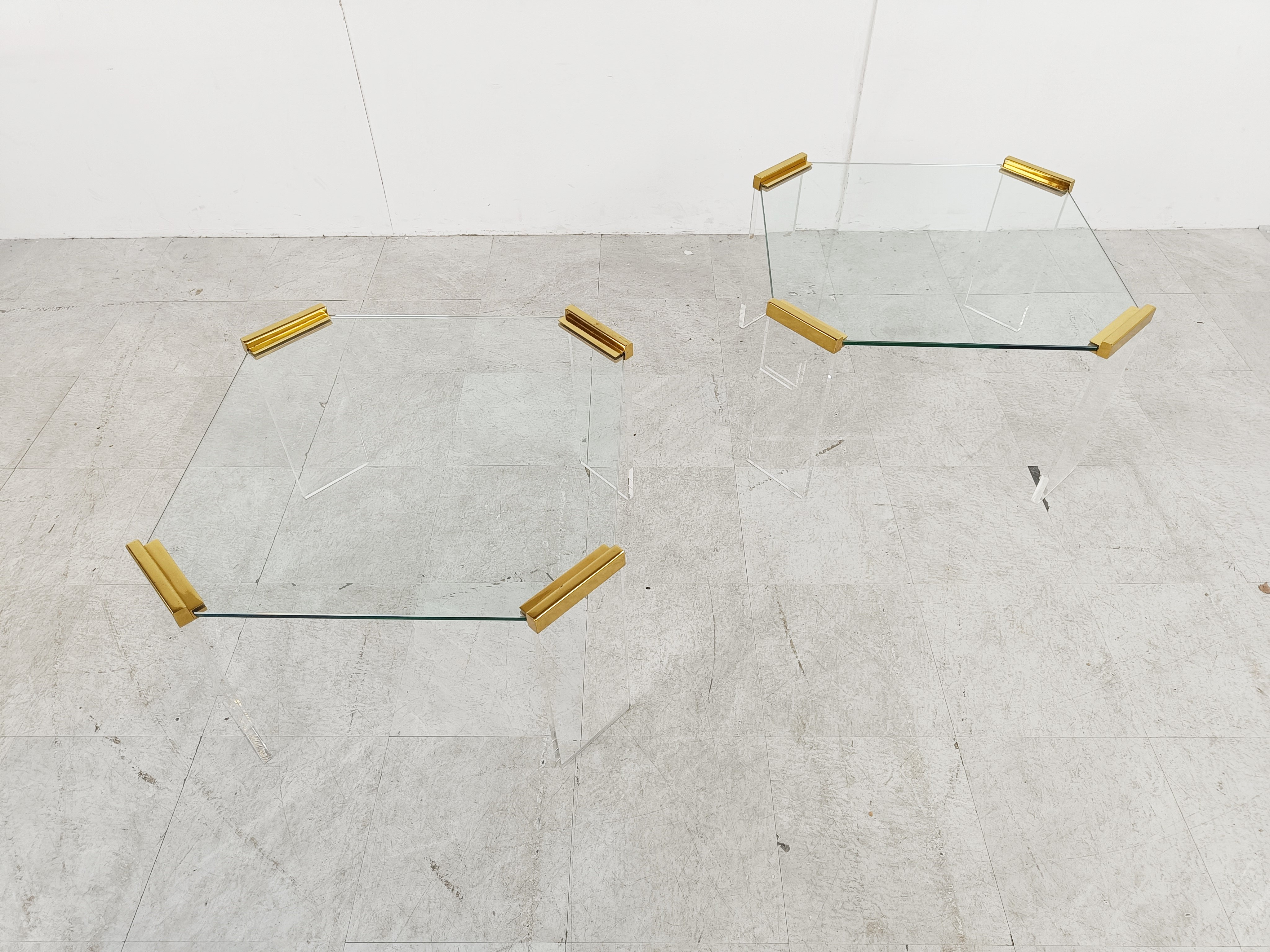 Lucite And Brass Coffee Or Side Tables, 1970s image 10