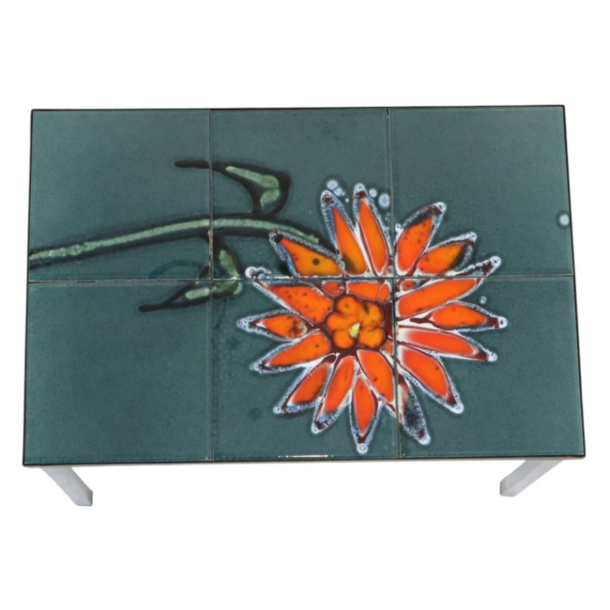 Kleine Keramische Tegeltafel Chroom Adri Belarti Oranje Bloem 47cm image 4