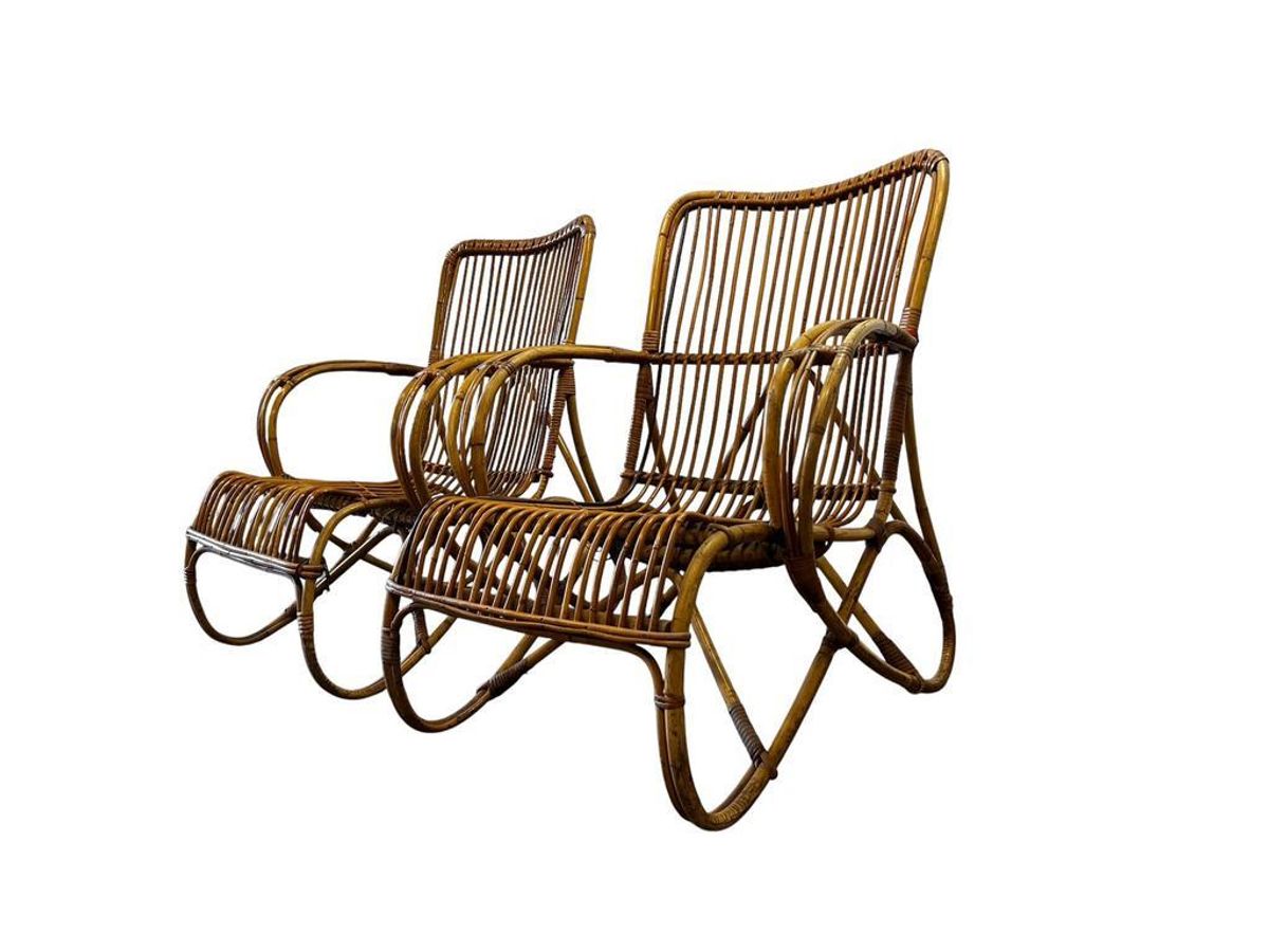 Set Van 2 Vintage Rotan Fauteuils / Eenzitjes Rohé image 3