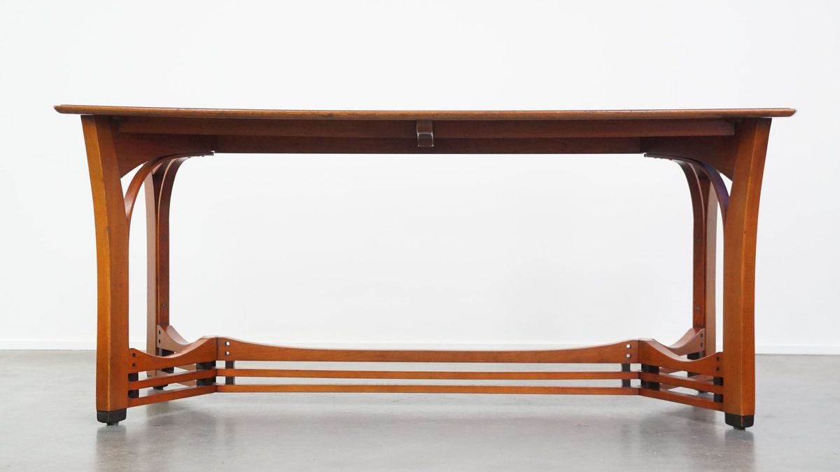 Zeer Mooie 4 Tot 6 Persoons Art Nouveau Design Eetkamertafel Van Schuitema Met Prachtige Details image 3