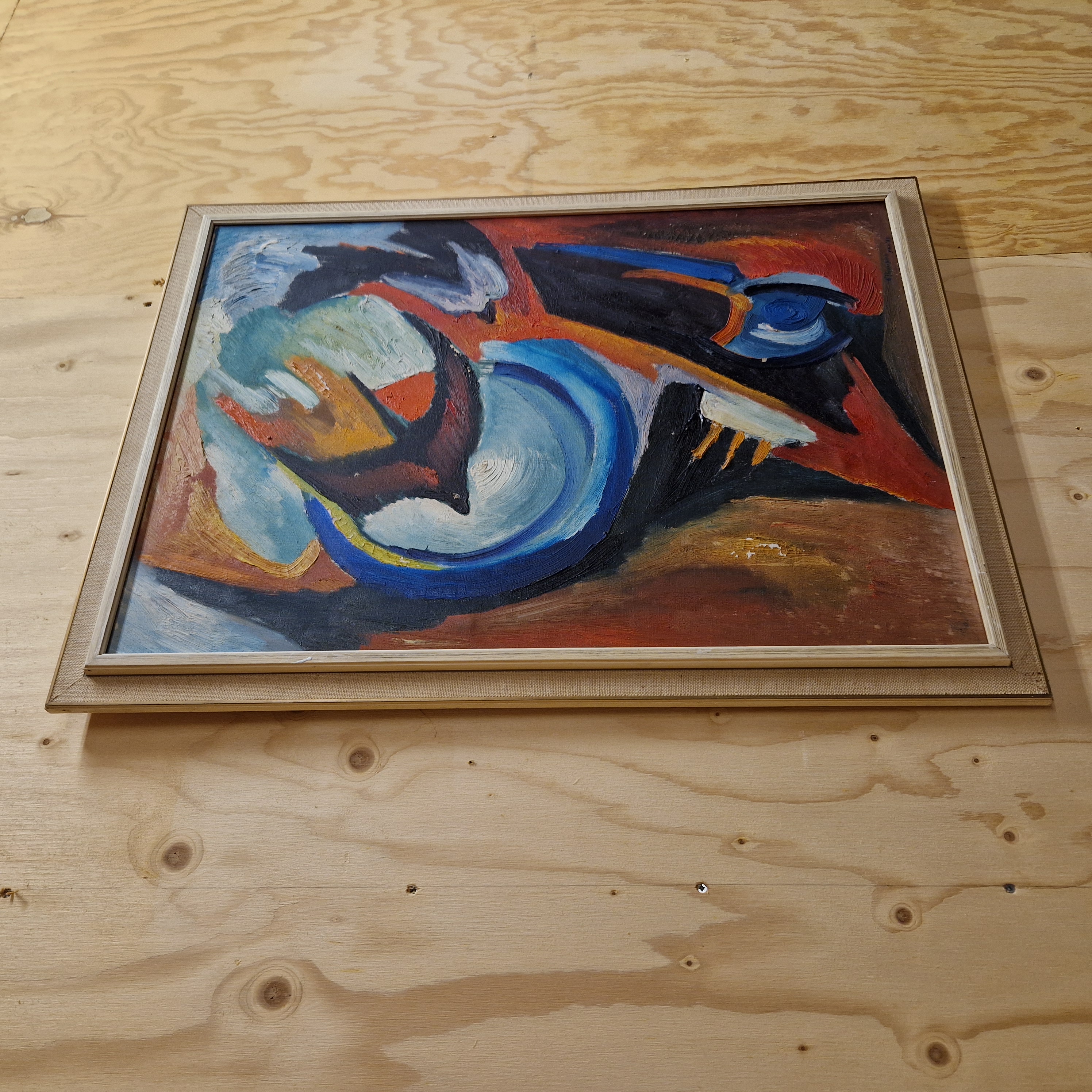 Mid Century Schilderij Geleefd Kunst Op Doek image 4