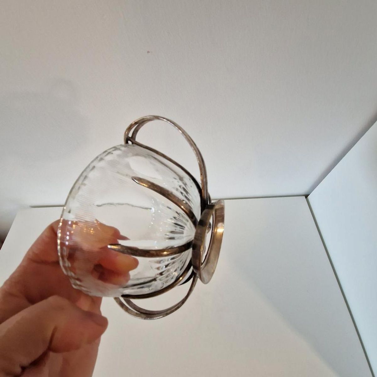 Antieke Kristal Met Zilver Suikerpot Schaal image 11
