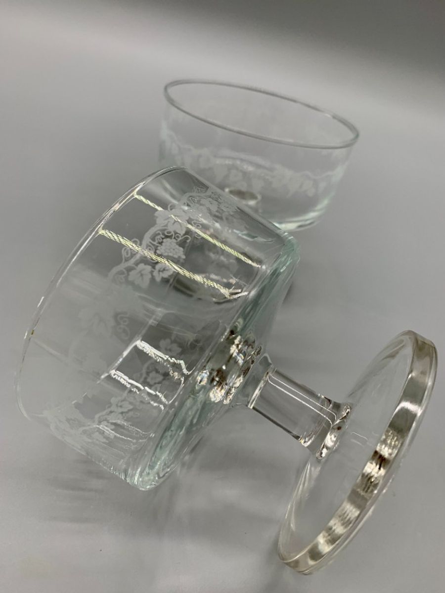 Set Vintage Coupe Glazen Druivenrank 70's 2 Stuks image 4