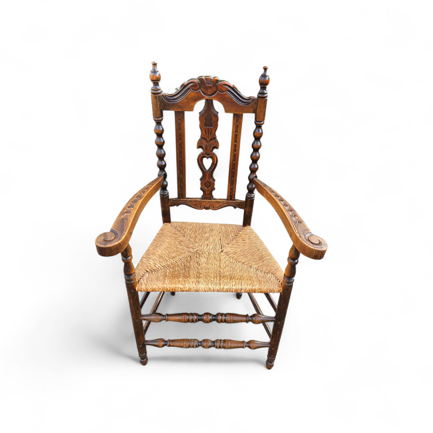 8 ( 2 X Armrest ) X Ornate Wood / Bobbin / Wicker Dining Chair / Studded Chairs image 10