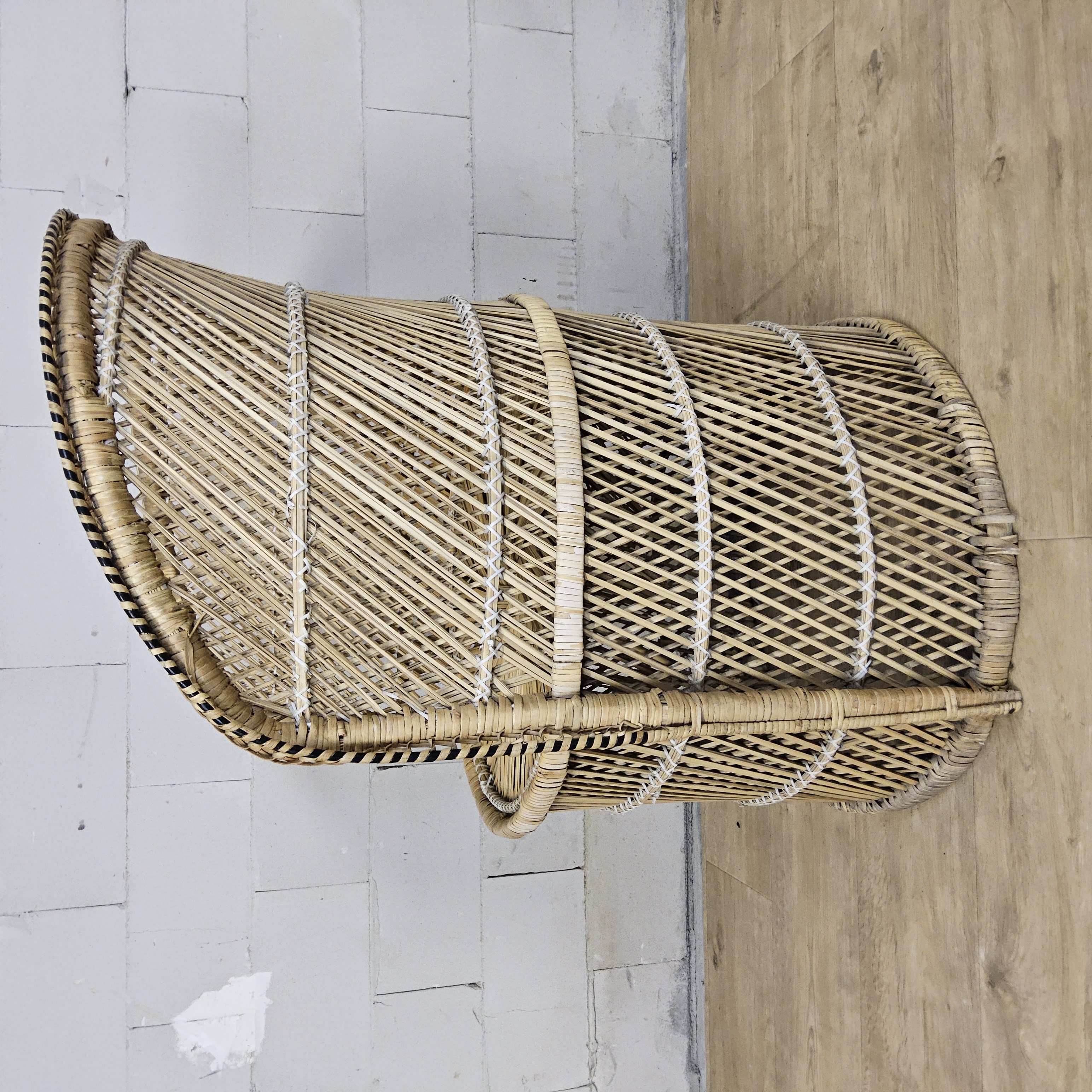 Vintage Geweven Rotan / Rattan Stoel / Luie Bohemian Stoel ( Lazy Rotan Chair ) image 5