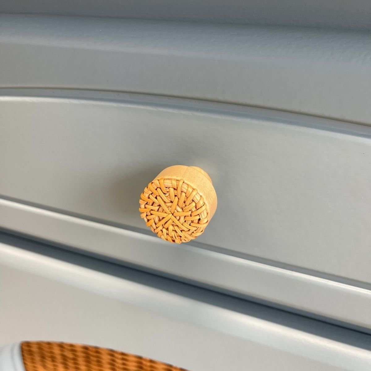 Prachtig Restyle Massief Dressoir Blauw & Rotan Wandkast image 9