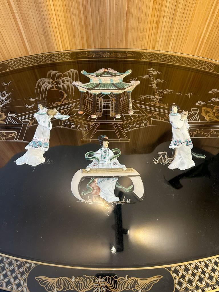 Chinese Salontafel Met Houtsnijwerk Incl 6 Krukjes image 8