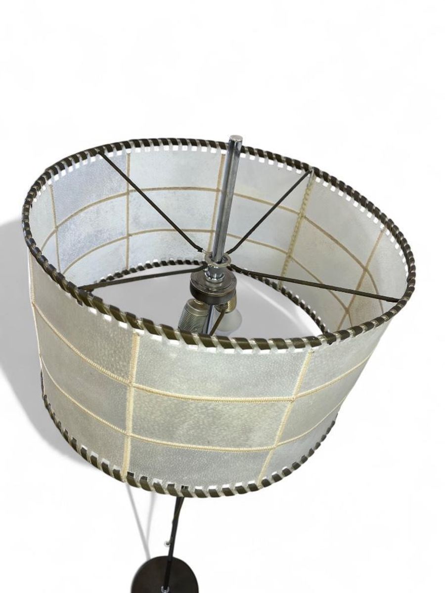 Vintage Staanlamp Met Kap Perkament & Leder Jaren 60 image 10