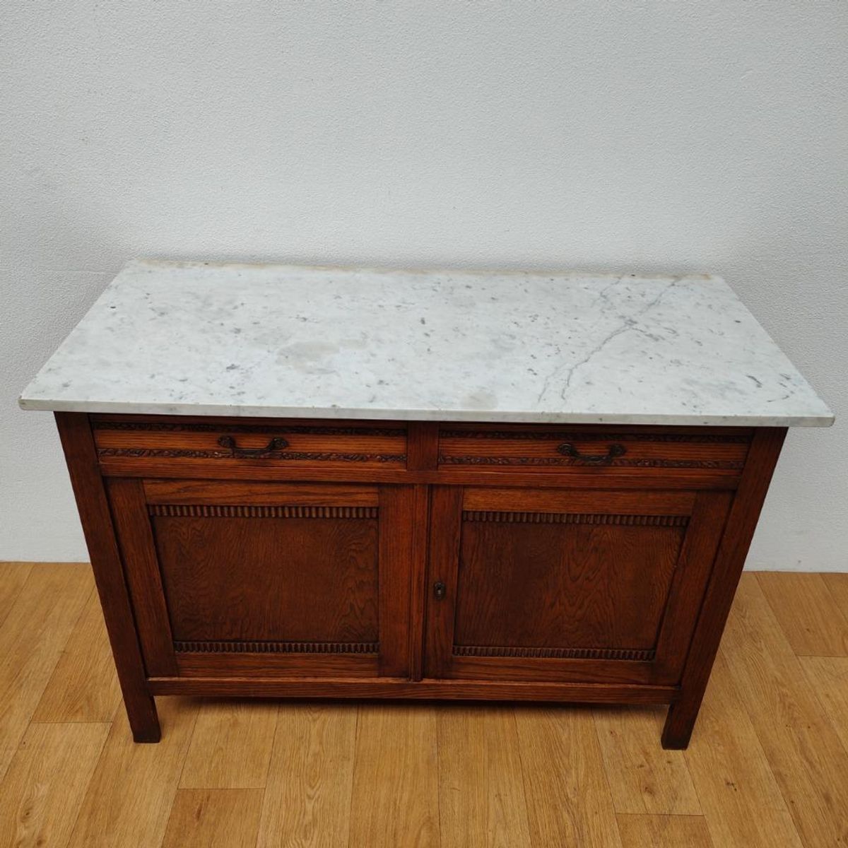 Vintage Antiek Dressoir Commode Ladekast Badkamermeubel Met Marmer Blad 703 image 2