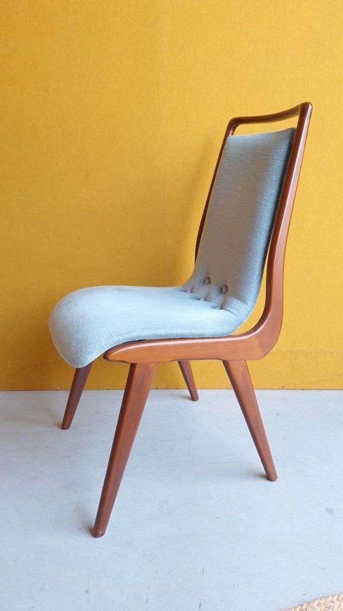 Awa Vintage Dinner Chairs, Teakhouten Stoelen Met Mohair image 13