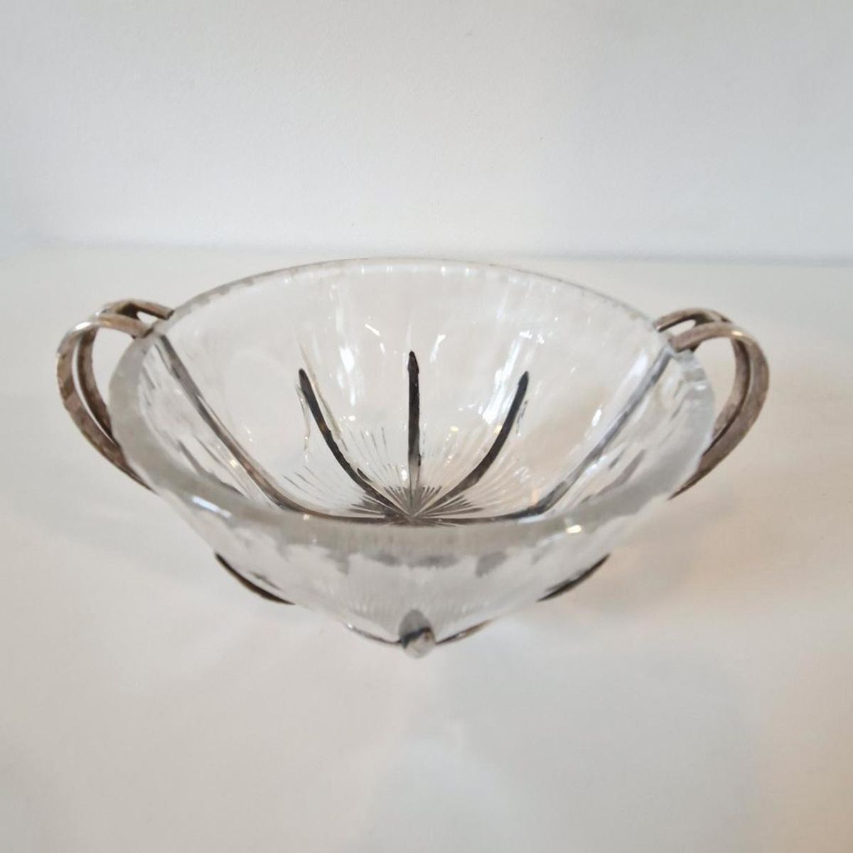 Antieke Kristal Met Zilver Suikerpot Schaal image 3
