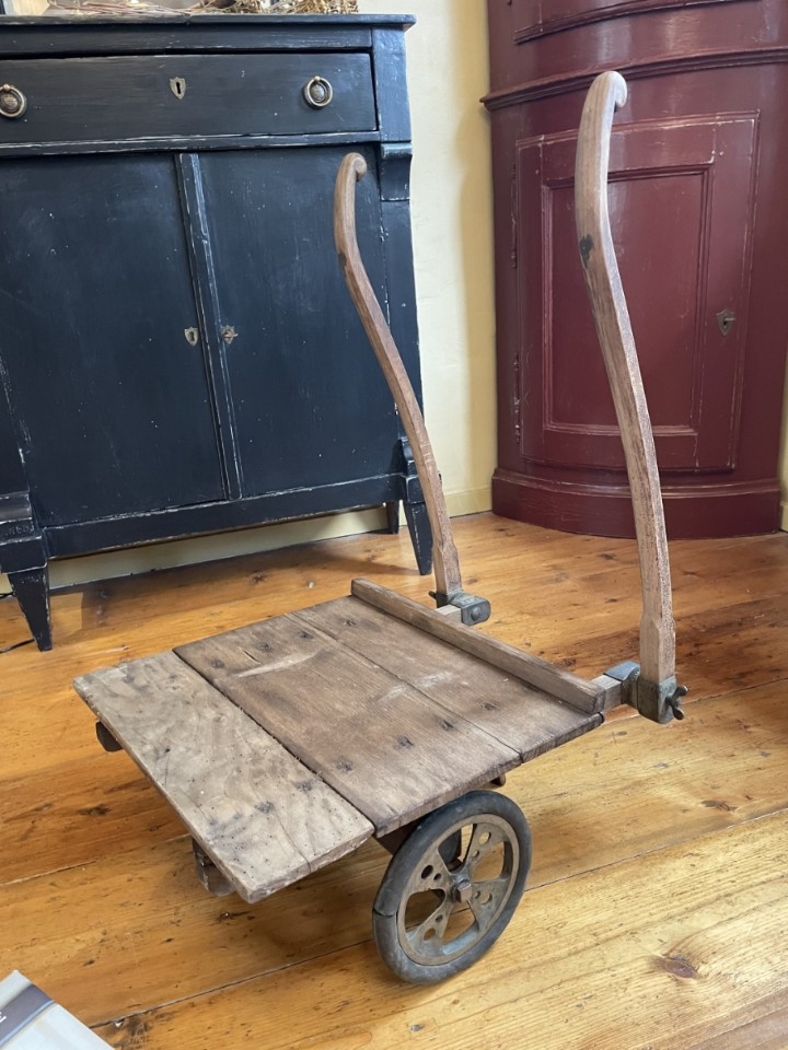 Vintage Industriele Houten Steekwagen Showkar Salontafel image 8