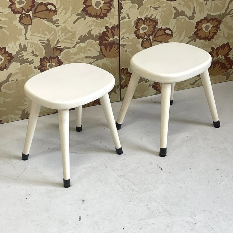 Vintage Schoolkrukje Wit Bijzettafel Retro image 2