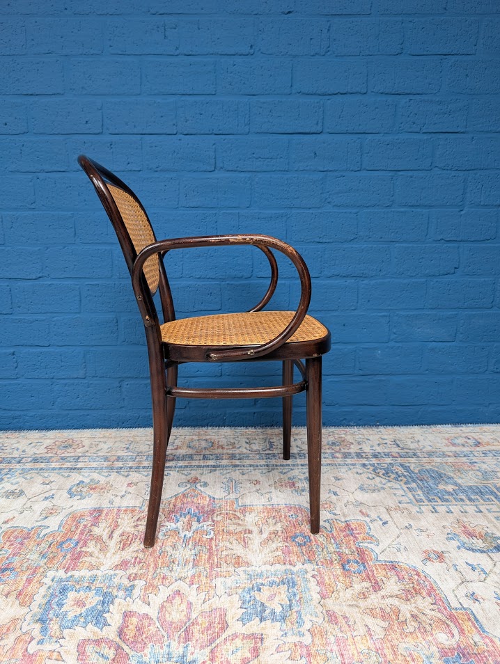 7x Vintage Rotan Stoelen, Model 215r, Thonet image 8