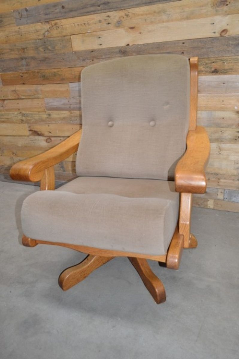 Eiken Draaistoel Met Stoffen Bekleding image 6