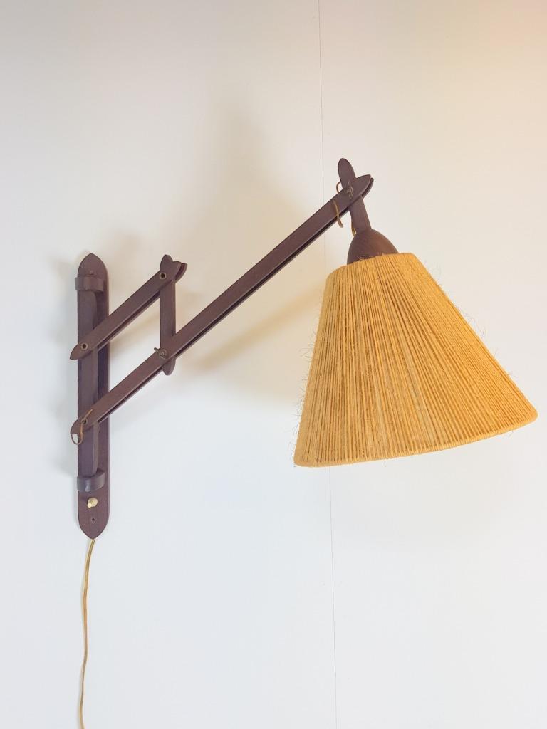 Vintage Fog & Mørup Teak Wandlamp Schaarlamp Rope 60 Denmark image 12