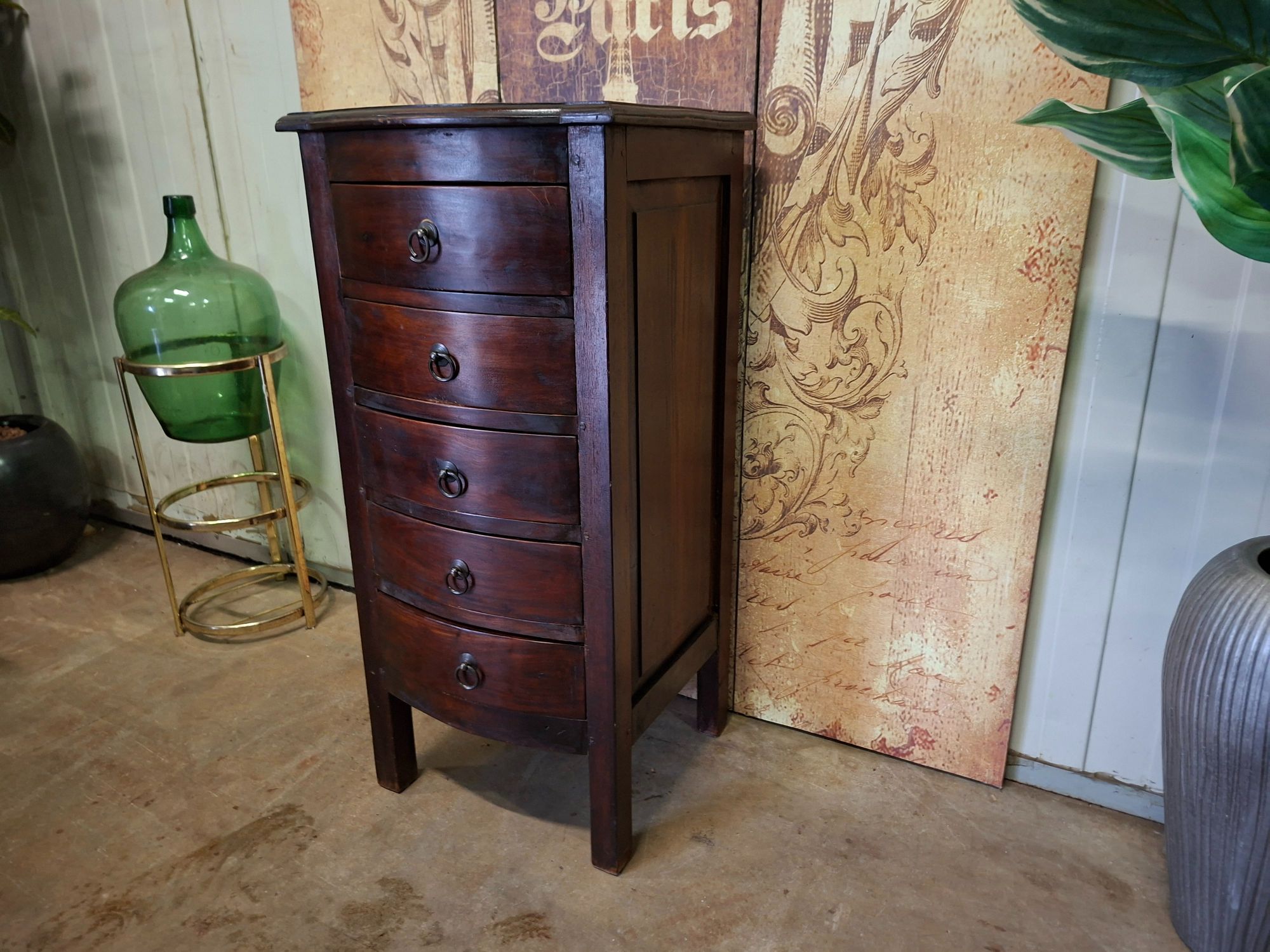 Koloniaal Teakhouten Ladenkast, Apothekerskast, Archiefkast Afm. 41x39cm En 86cm Hoog. image 3