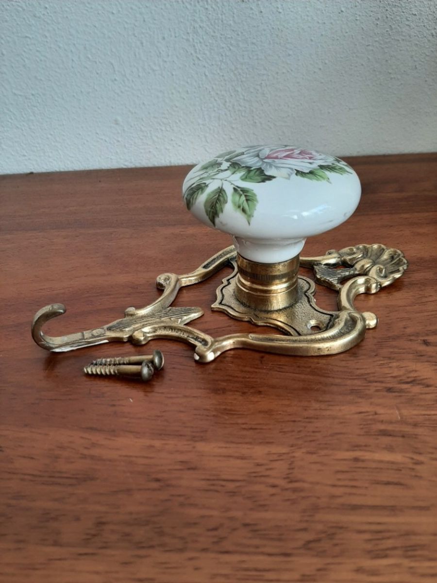 Vintage Italiaanse Haak Messing Met Porselijn image 6
