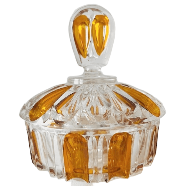 Artdeco Stijl Poederdoos Persglas Amber Transparant 1950’s image 2