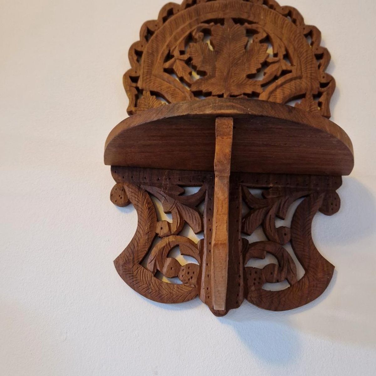 Vintage Teskhouten Wandplank Houtsnijwerk image 3