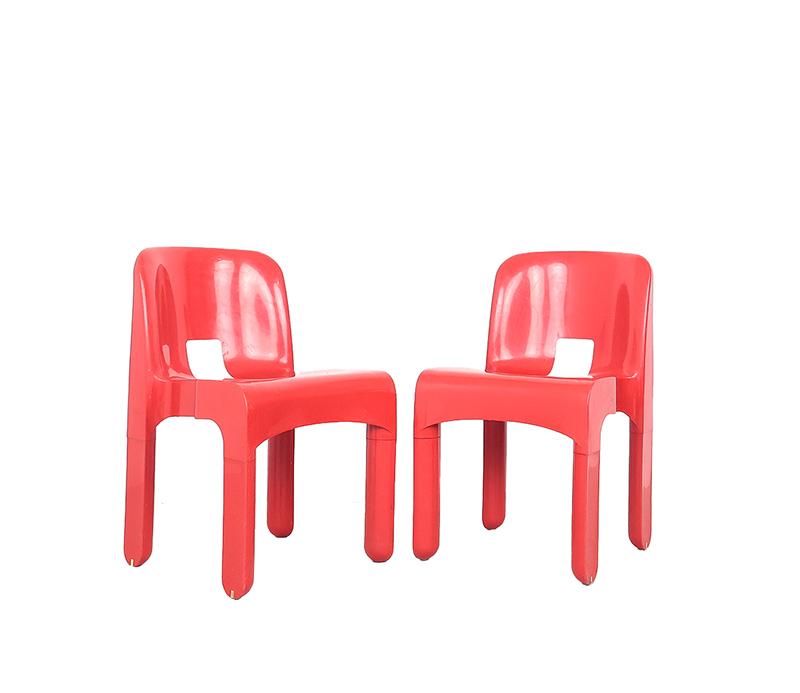 Joe Colombo Universal Stoelen Rood, 1960s image 2
