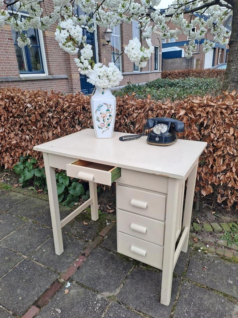 Retro Vintage Bureau, Desk Met Ladeblok, Bureautje image 2