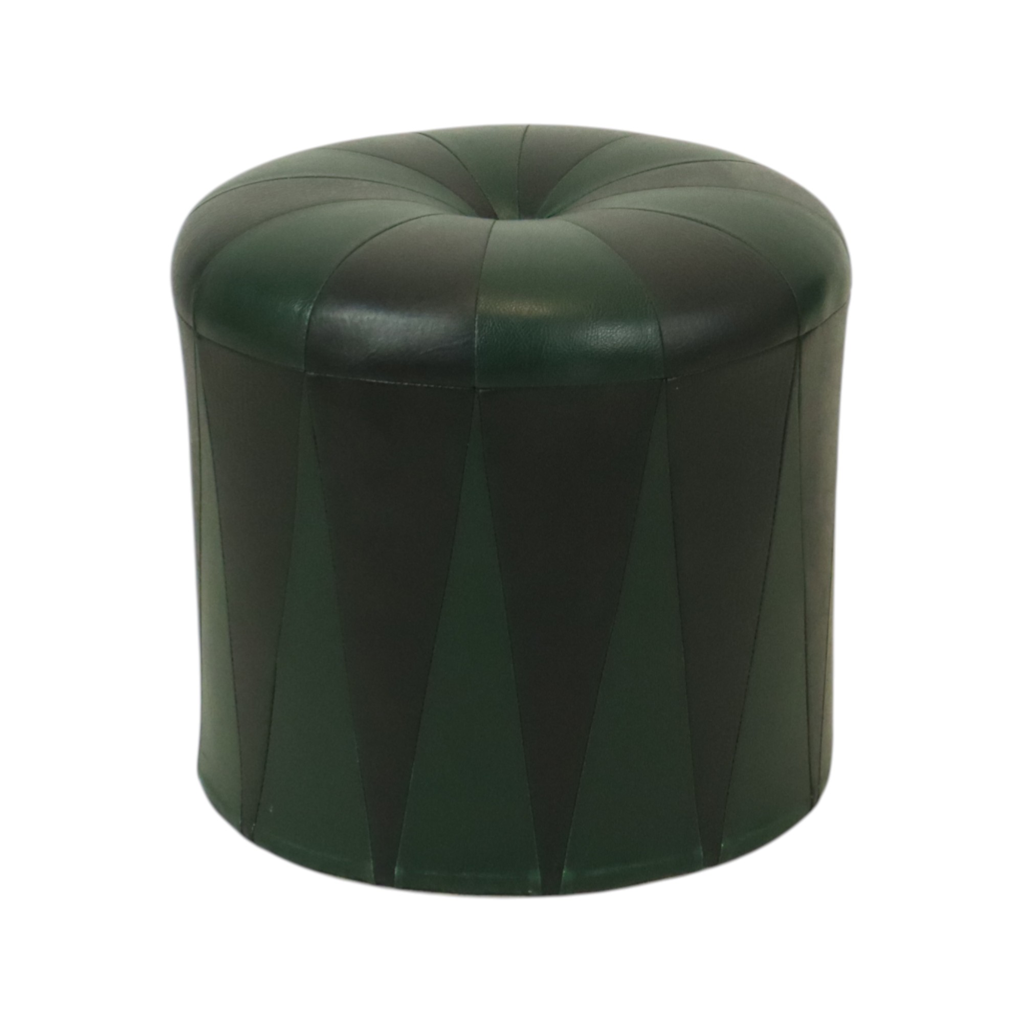 Ronde Vintage Groene Zwarte Poef Tweekleurig Skai Sixties image 2