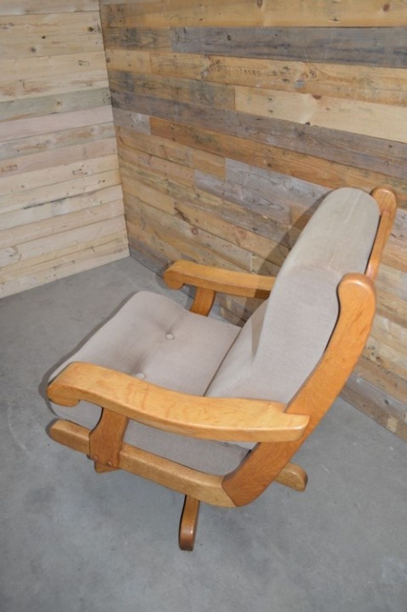 Eiken Draaistoel Met Stoffen Bekleding image 5