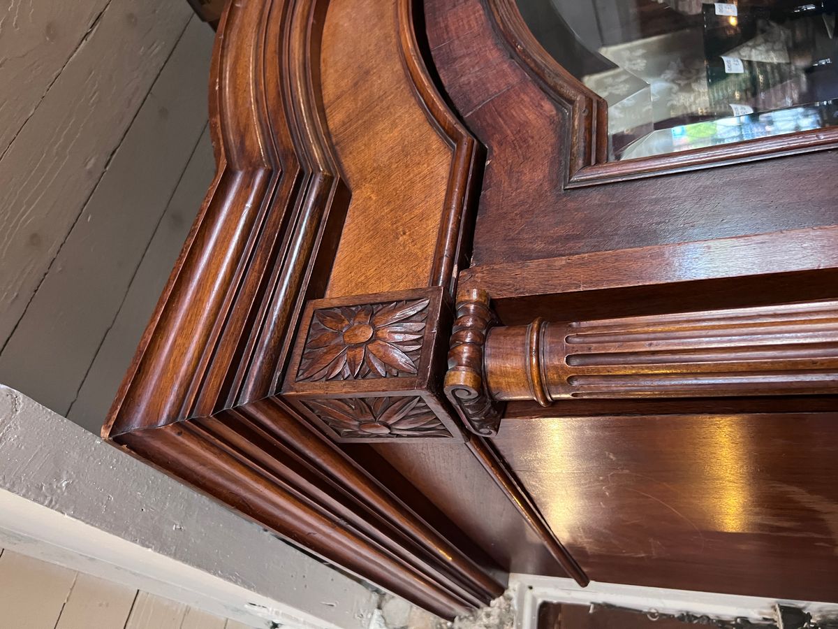 Volledig Uitneembare Antiek Mahonie Franse Vitrinekast Met 1 Deur Facet Geslepen Glas En 1 Lade image 2